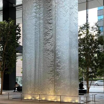 동적인 계단식 물벽 조각품 스테인리스 물 커튼 수경 삽화